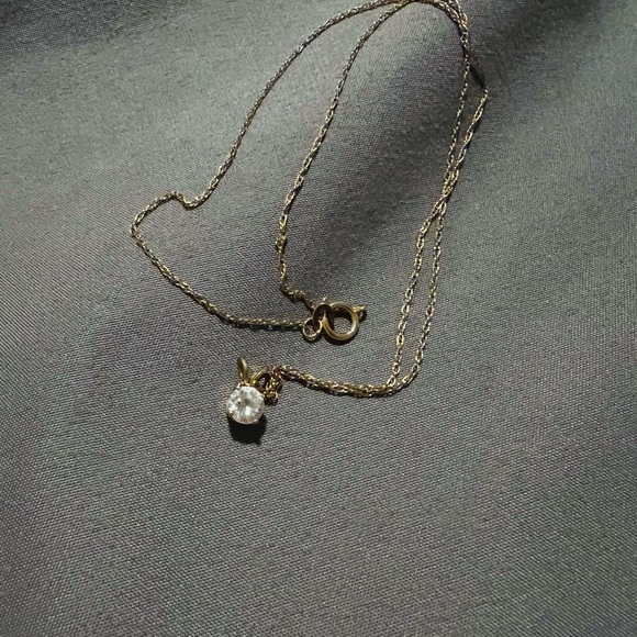 14K Italian Gold White Topaz Pendant Necklace